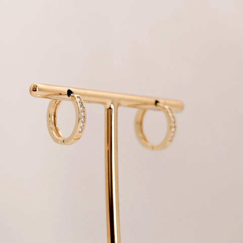 BRINCO ARGOLA  FINA ZIRCÔNIA TRIO P BANHO OURO 18K