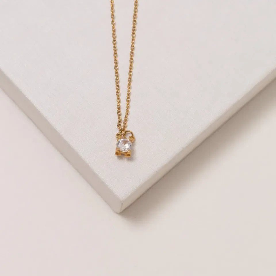 COLAR PONTO DE LUZ QUADRADO BANHO OURO 18K