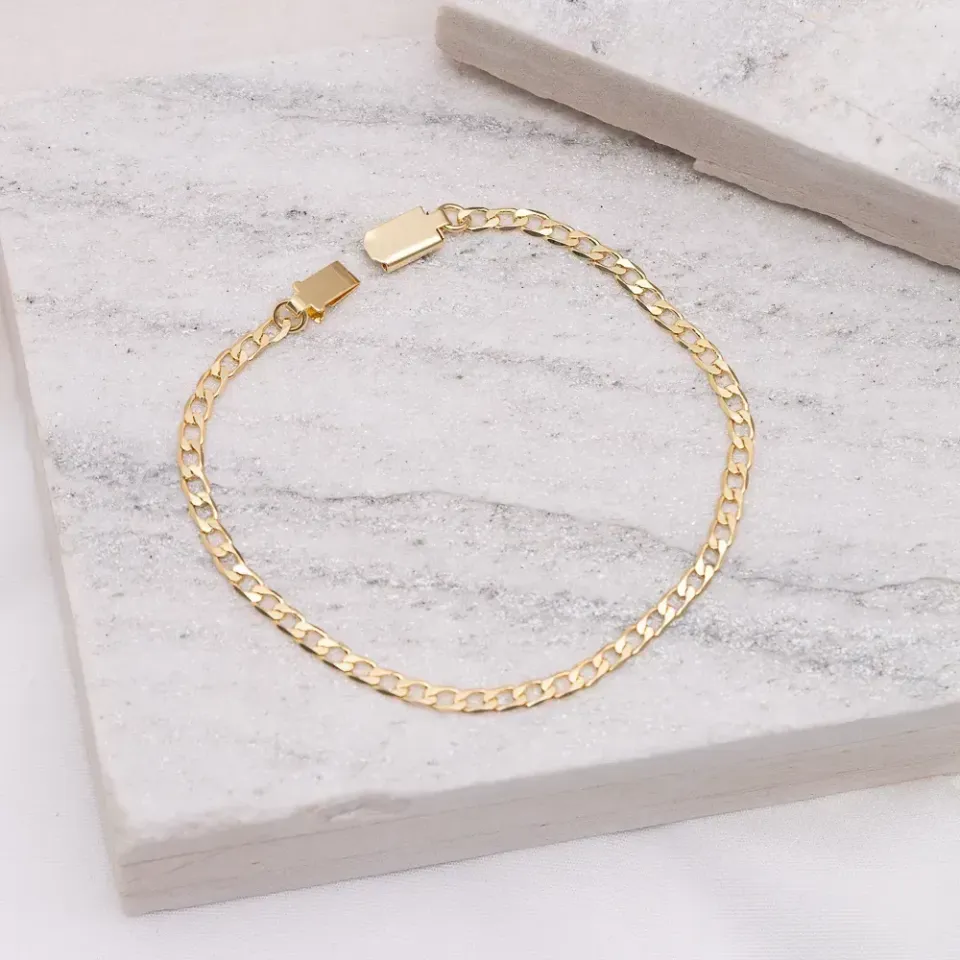 PULSEIRA MASCULINA ELOS GRUMET 3.8MM BANHO OURO 18K