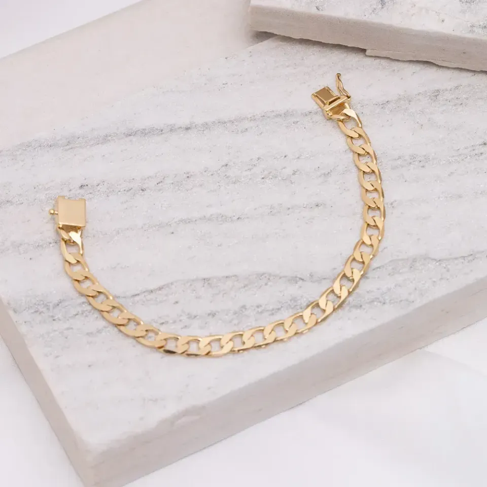 PULSEIRA MASCULINA COM FECHO PEGA LADRAO G BANHO OURO 18K