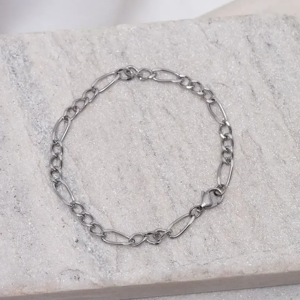 PULSEIRA MASCULINA TRÊS ELOS AÇO INOX