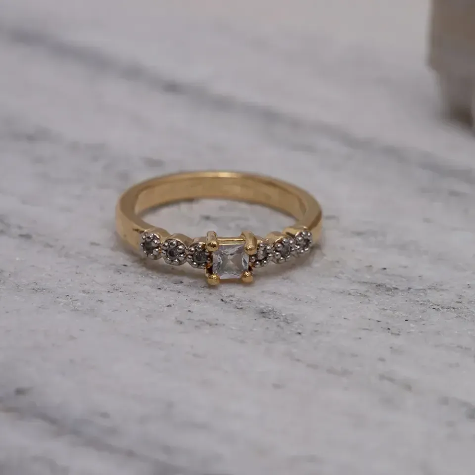 ANEL FALANGE ZIRCÔNIA COM CANETA RÓDIO BRANCO BANHO OURO 18K