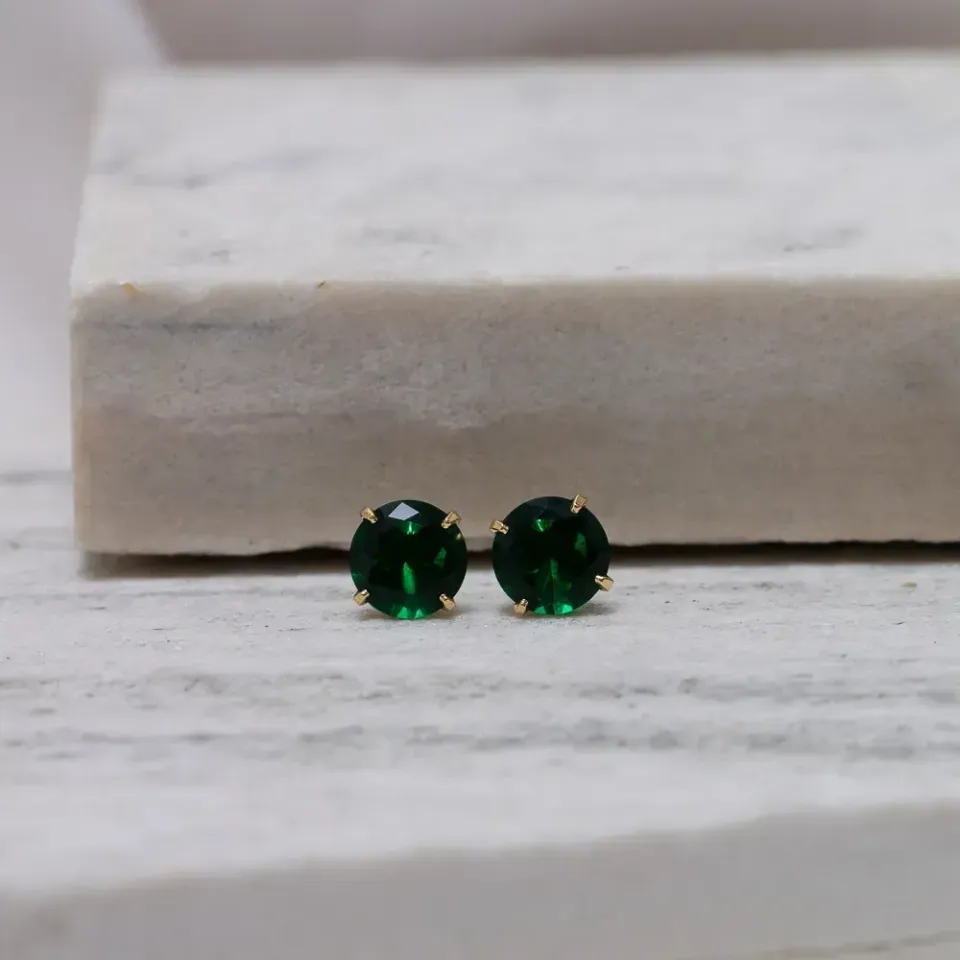 BRINCO PONTO DE LUZ PEDRA VERDE ESMERALDA M BANHO OURO 18K