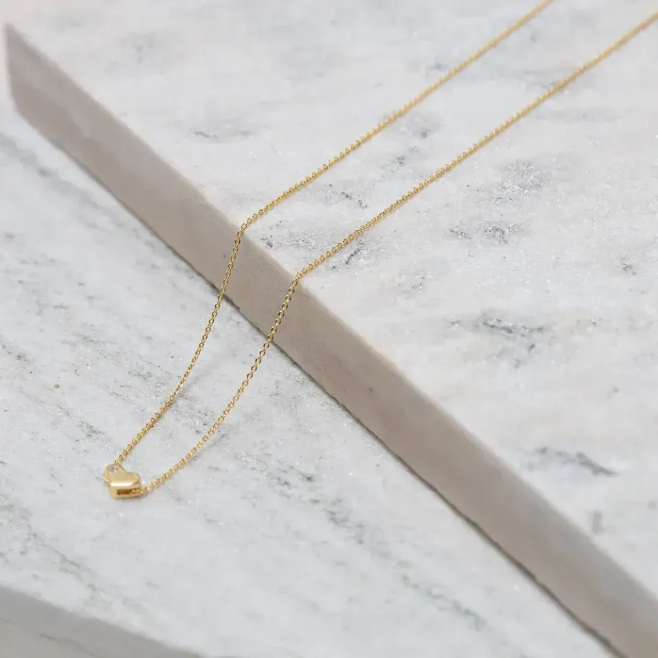 COLAR CORAÇÃO PP COM ZIRCÔNIA BANHO OURO 18K
