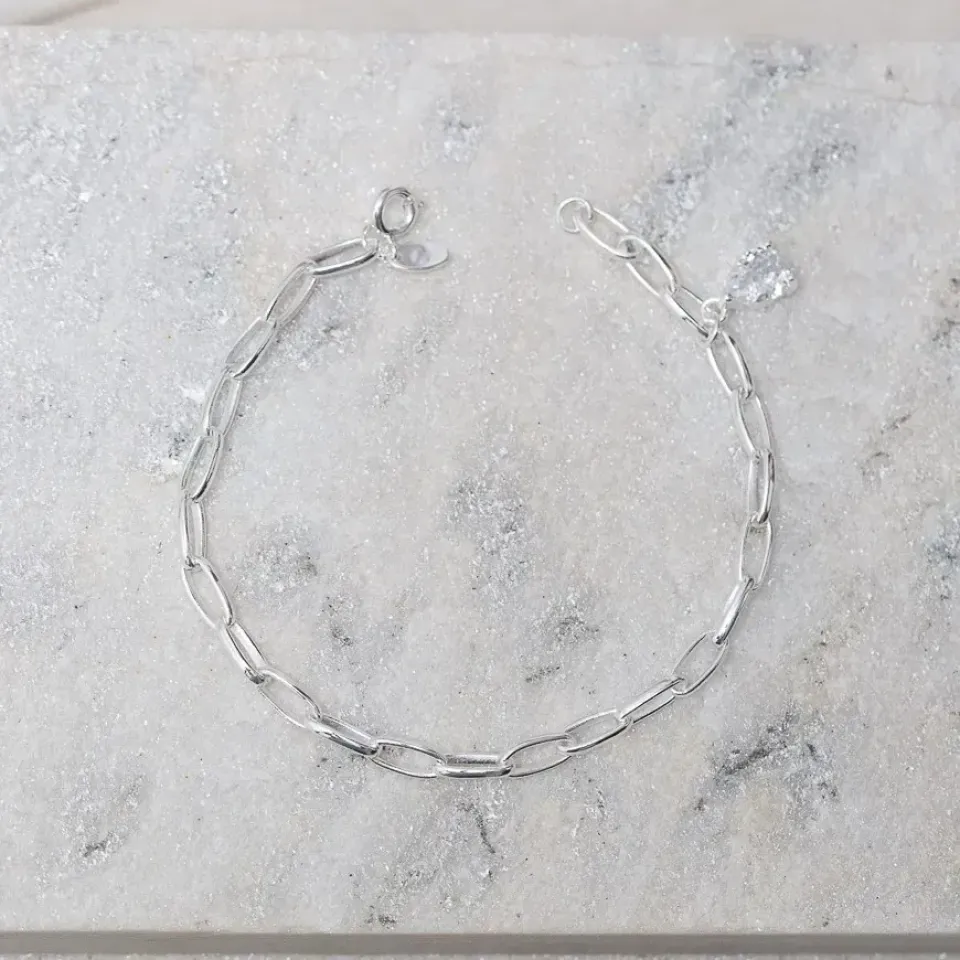 PULSEIRA ELOS CARTIER COM GOTA CRISTAL BANHO PRATA