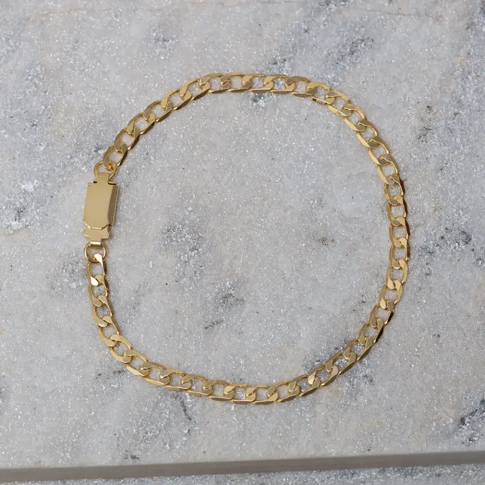 PULSEIRA MASCULINA ELOS GRUMET 4.8MM BANHO OURO 18K