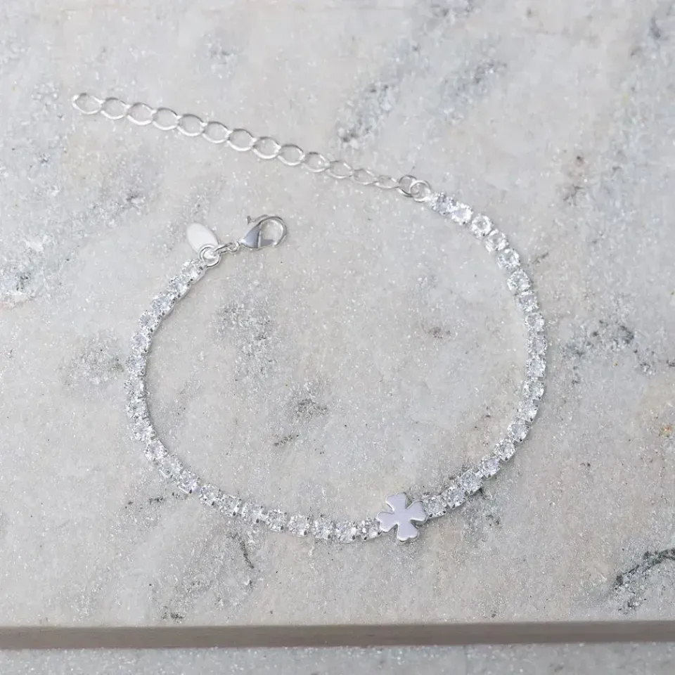 PULSEIRA RIVIERA COM TREVO BANHO PRATA