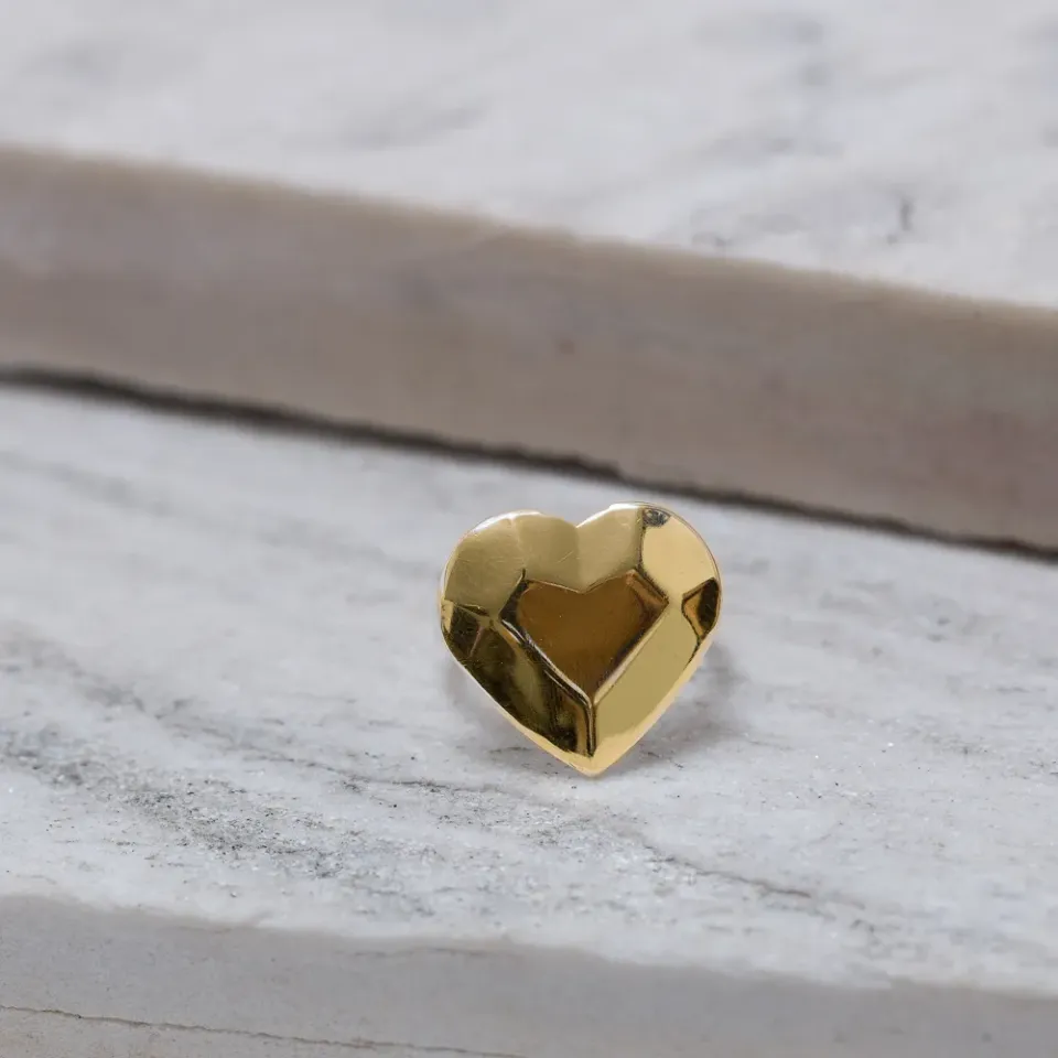 ANEL CORAÇÃO LISO VINTAGE BANHO OURO 18K