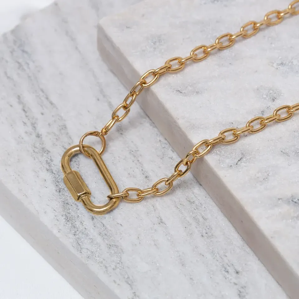 CORRENTE FECHO CADEADO BANHO OURO 18K