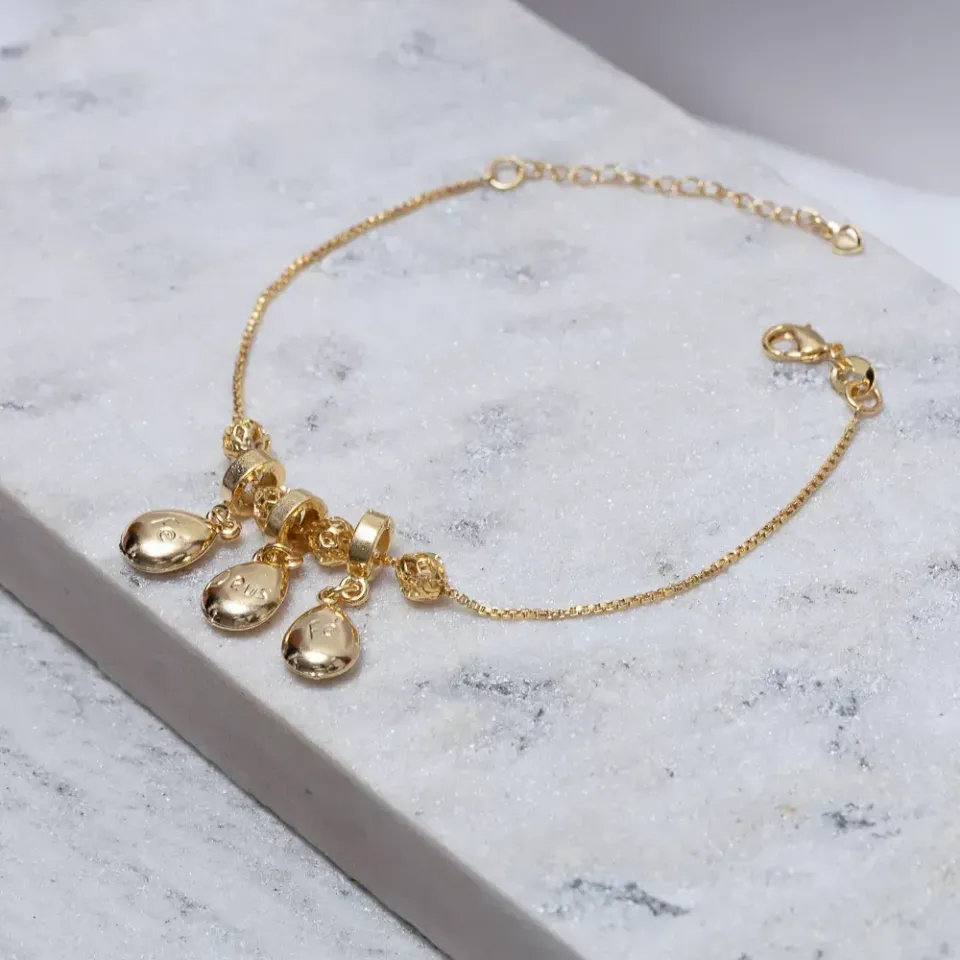 PULSEIRA ESTILO BERLOQUE FÉ E DEUS BANHO OURO 18K