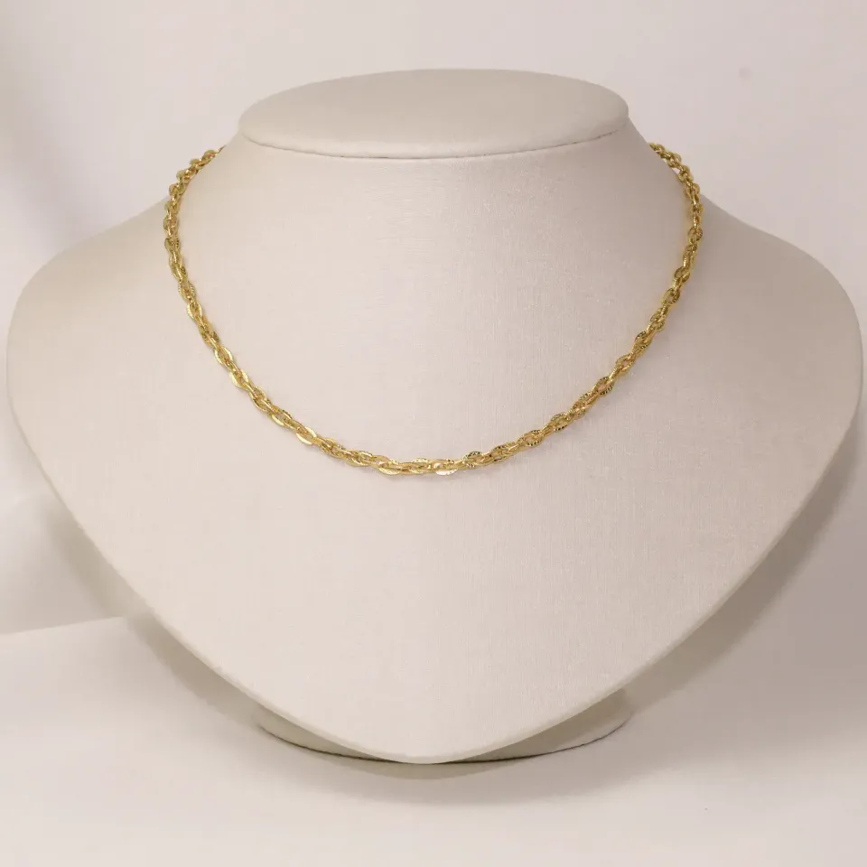 CHOKER ELOS DUPLOS RISCADOS BANHO OURO 18K