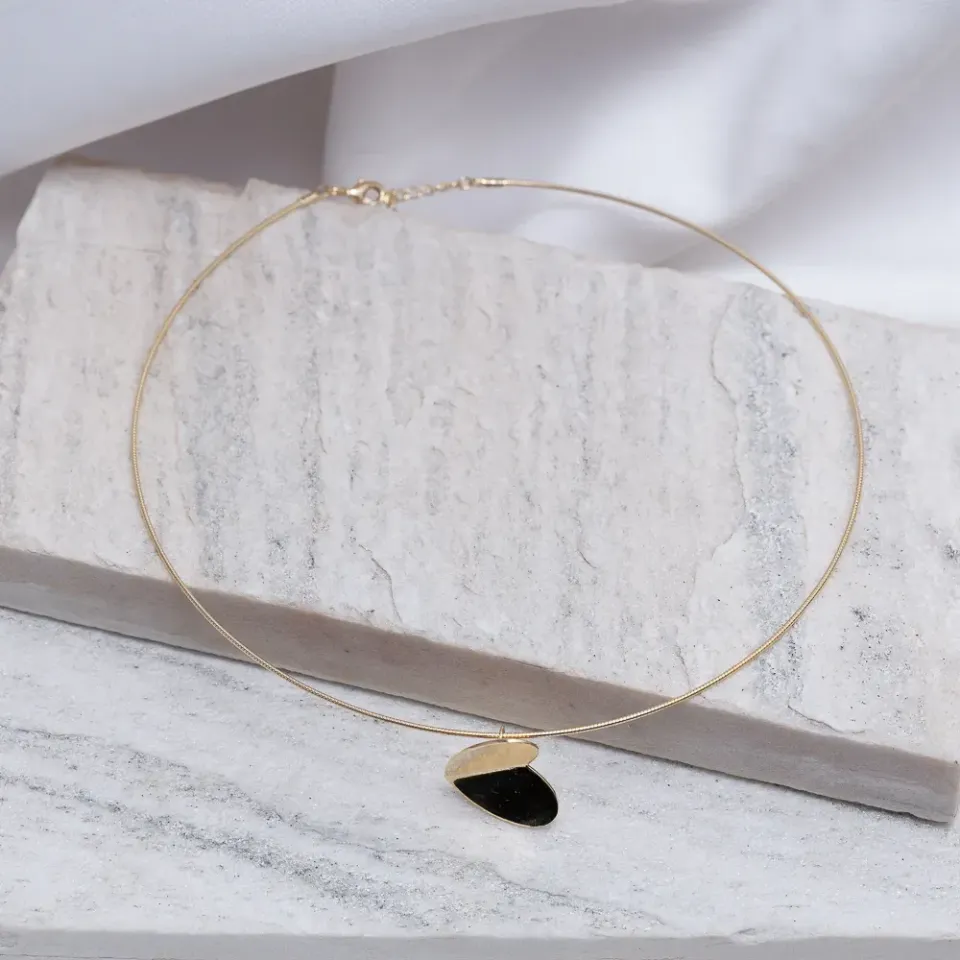 COLAR ARO CORAÇÃO LISO BANHO OURO 18K
