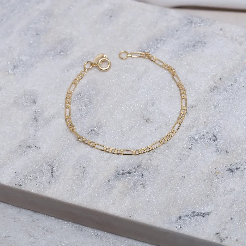 PULSEIRA INFANTIL MASCULINA ELOS DUPLOS BANHO OURO 18K