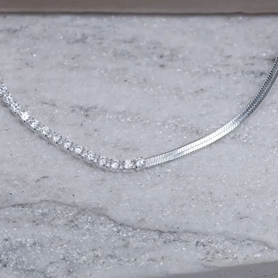 CHOKER FITA COM FIO RIVIERA BANHO PRATA
