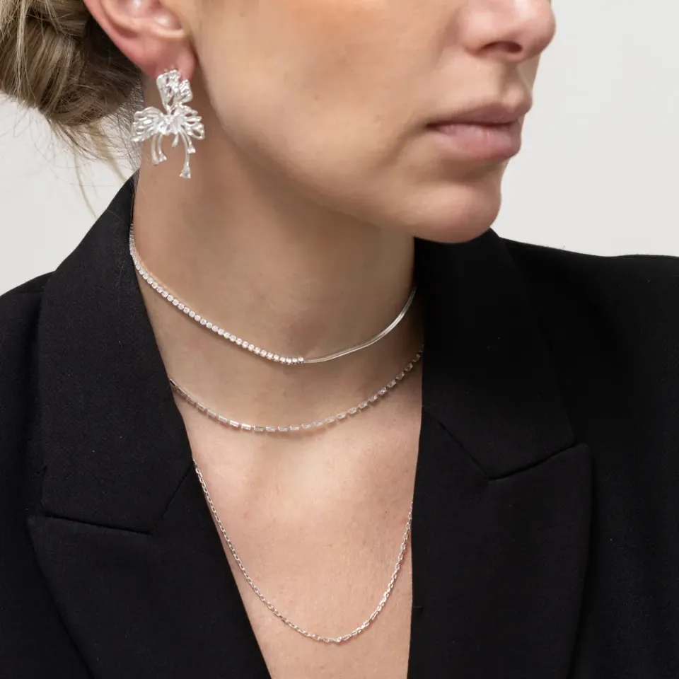 CHOKER FITA COM FIO RIVIERA BANHO PRATA