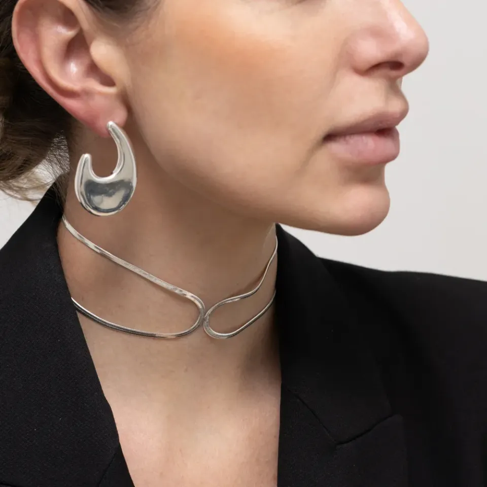 CHOKER FITA ESPELHADA 3MM BANHO PRATA