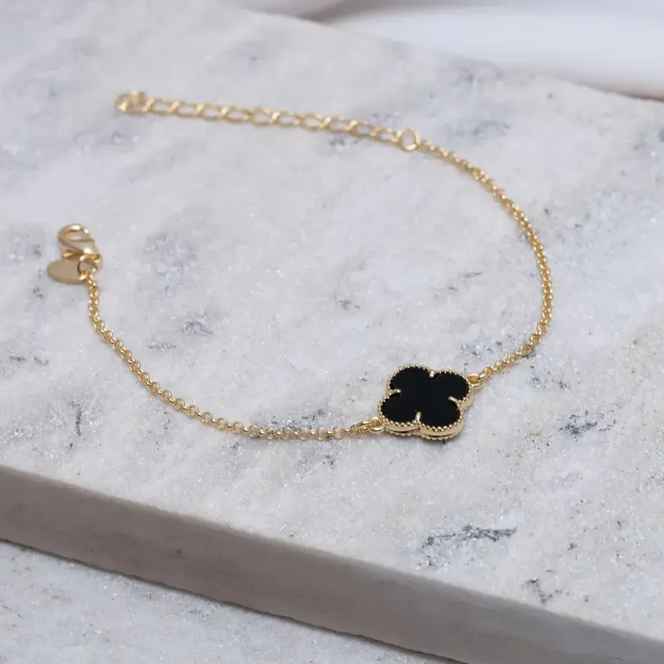 PULSEIRA VIRGINIA PRETO BANHO OURO 18K