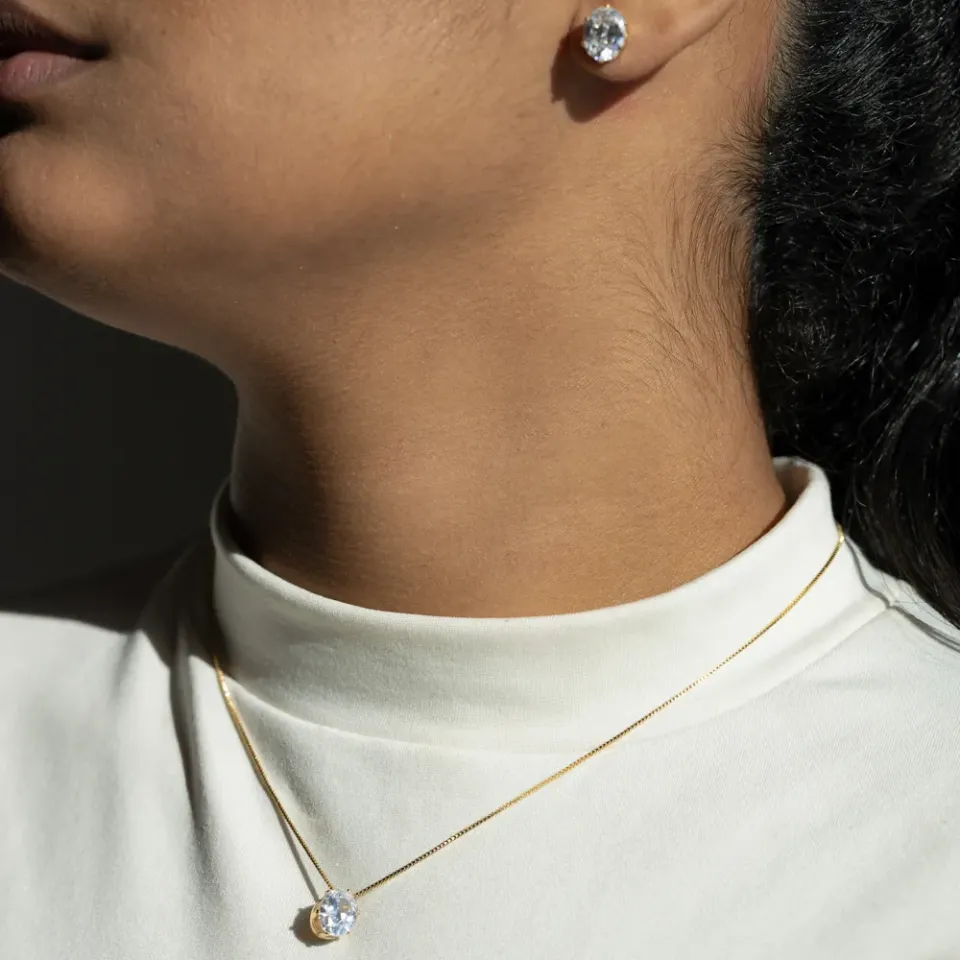 CONJUNTO PONTO DE LUZ  BANHO OURO 18K
