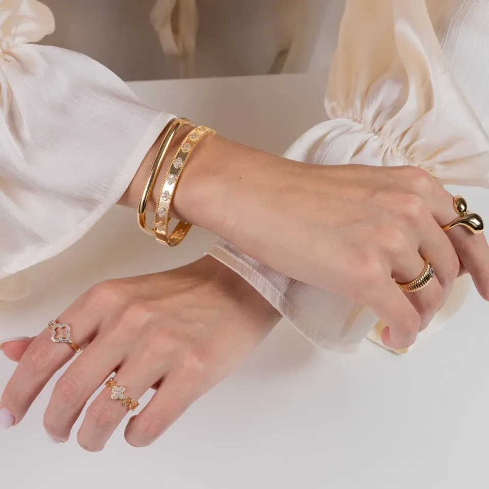 BRACELETE VIRGINIA COM ZIRCÔNIAS CRISTAIS BANHO OURO 18K