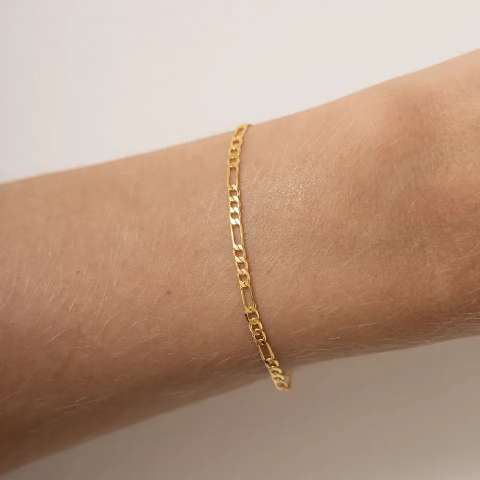 PULSEIRA INFANTIL MASCULINA ELOS DUPLOS BANHO OURO 18K