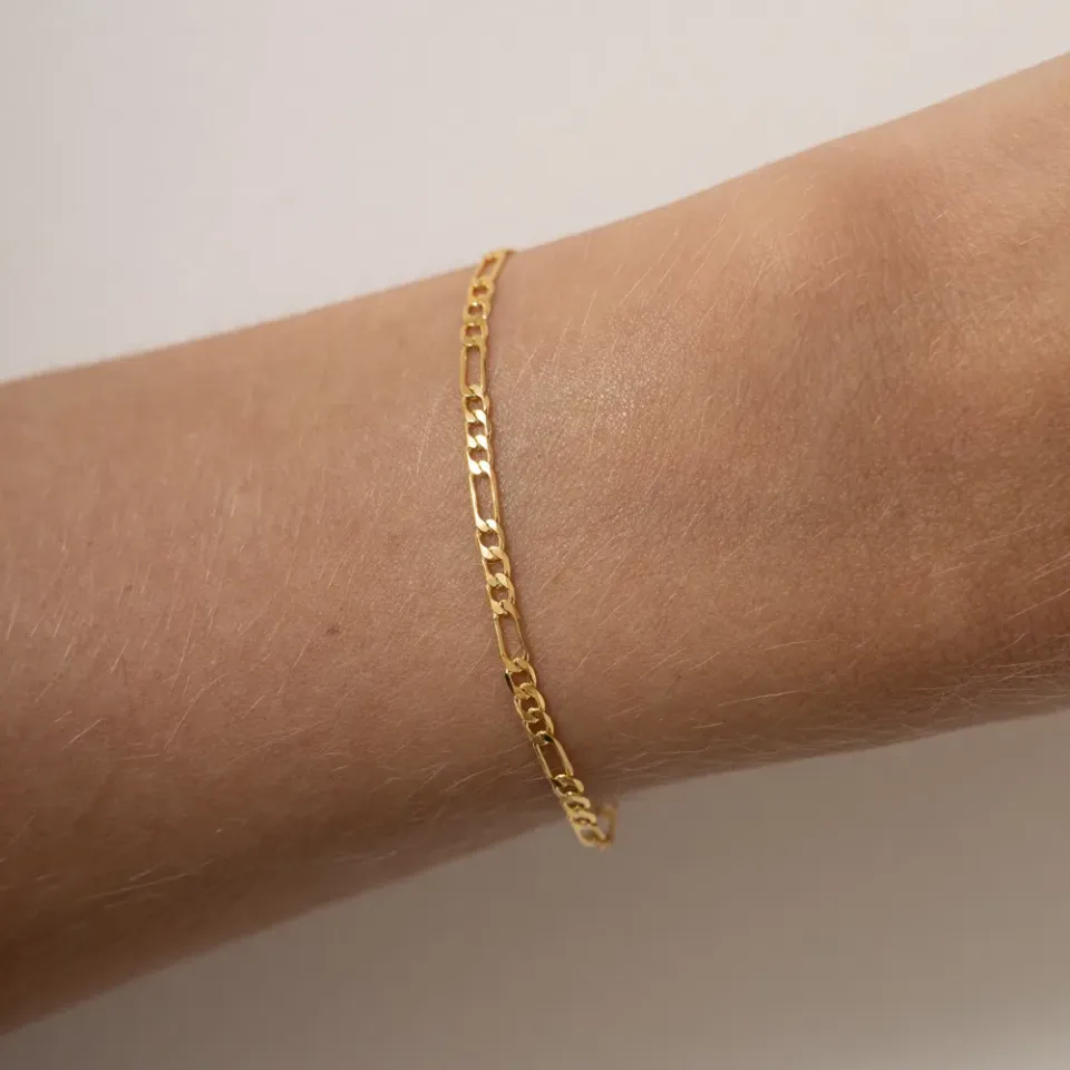 PULSEIRA INFANTIL MASCULINA ELOS DUPLOS BANHO OURO 18K