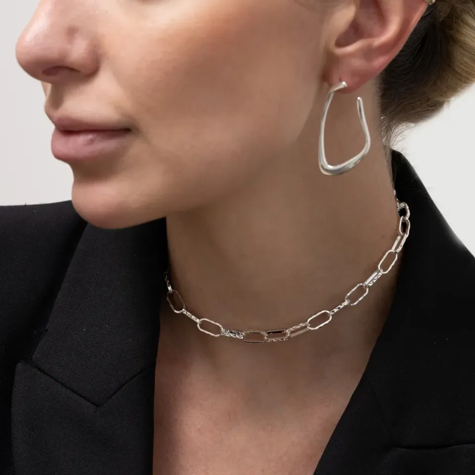 CHOKER ELOS TRABALHADOS BANHO PRATA