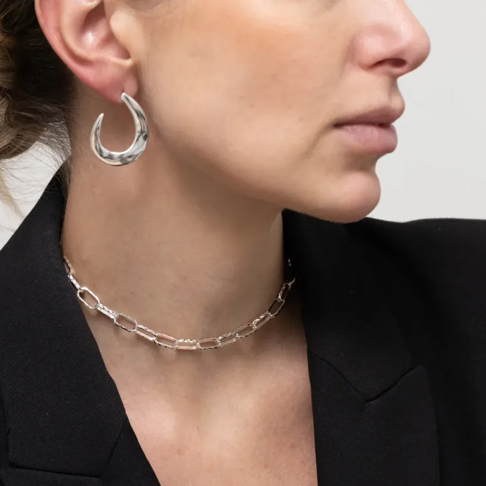 CHOKER ELOS TRABALHADOS BANHO PRATA