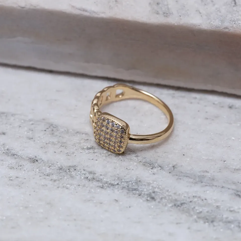 ANEL MIX COM CORRENTE CRAVEJADO BANHO OURO 18K