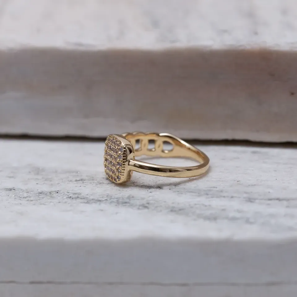 ANEL MIX COM CORRENTE CRAVEJADO BANHO OURO 18K