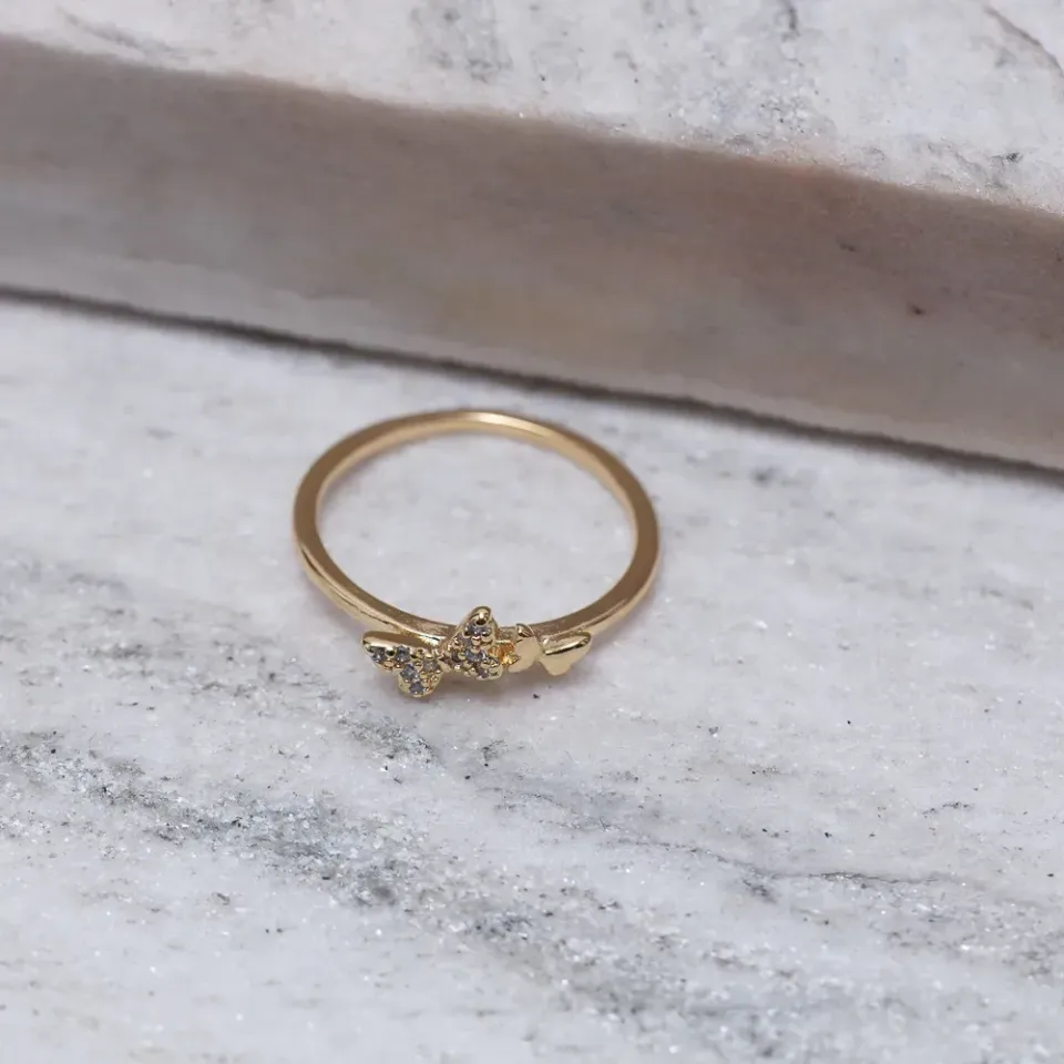 ANEL BORBOLETAS DELICADO BANHO OURO 18K