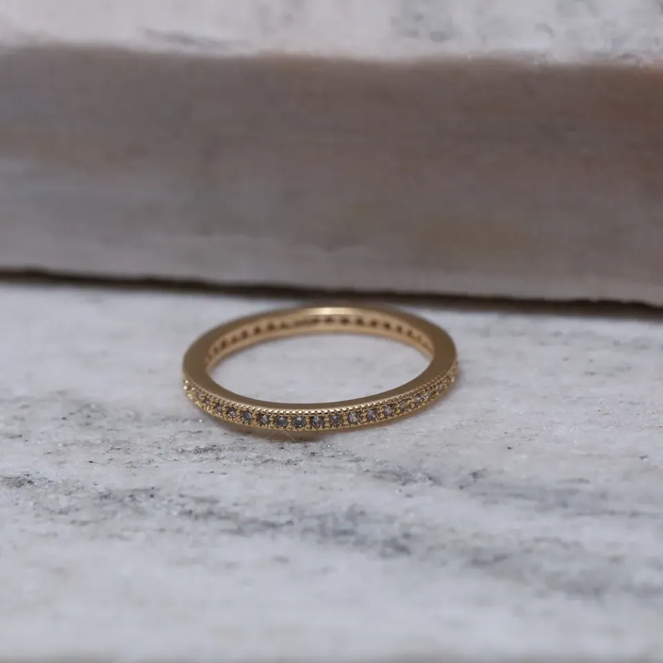 ANEL APARADOR DE ALIANÇA CRAVEJADO BANHO OURO 18K