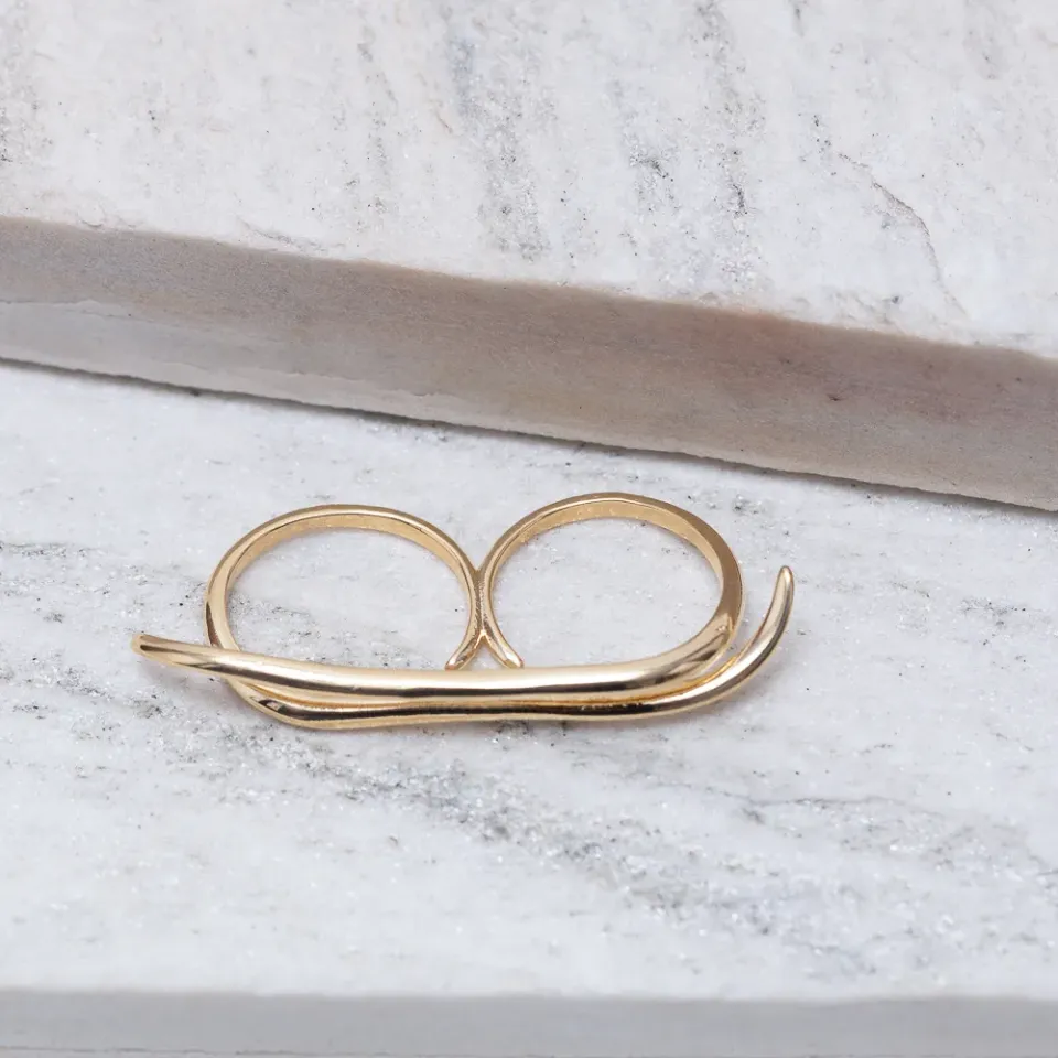ANEL DUPLO LISO REGULÁVEL BANHO OURO 18K