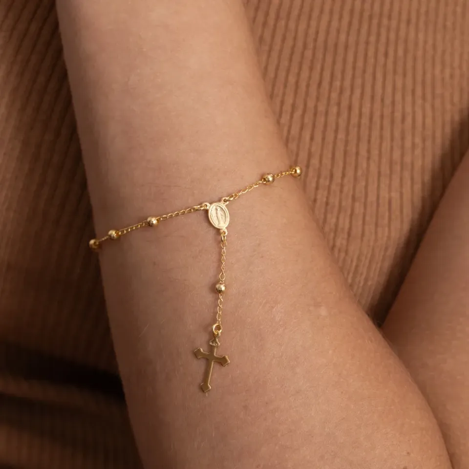 PULSEIRA TERÇO TRADICIONAL BANHO OURO 18K