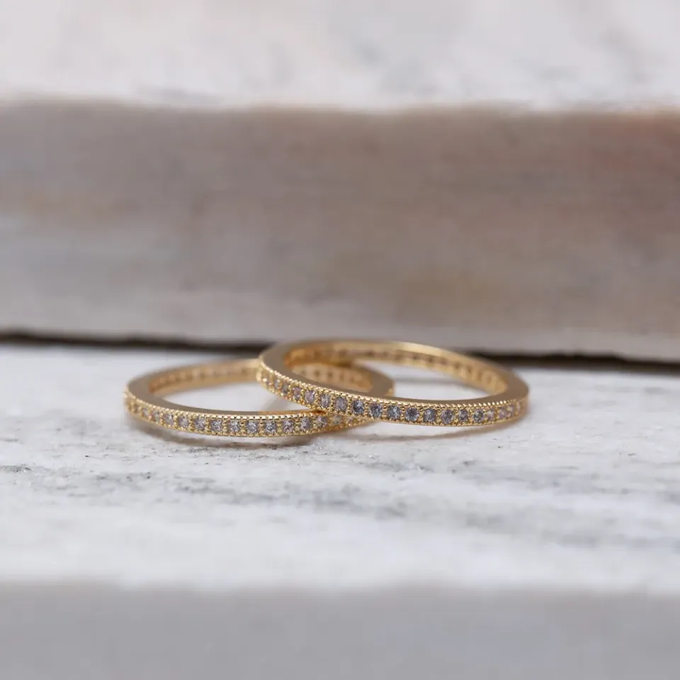 ANEL APARADOR DE ALIANÇA CRAVEJADO BANHO OURO 18K