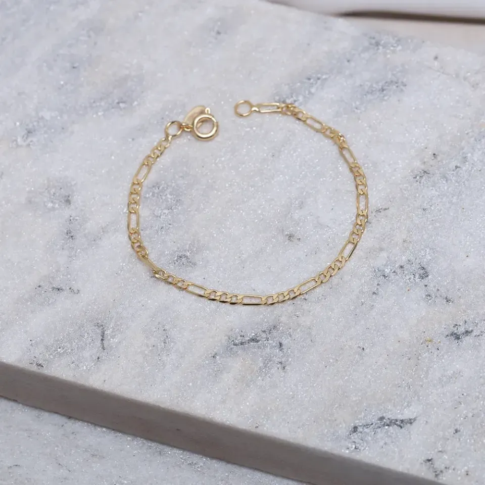 PULSEIRA INFANTIL MASCULINA ELOS DUPLOS BANHO OURO 18K