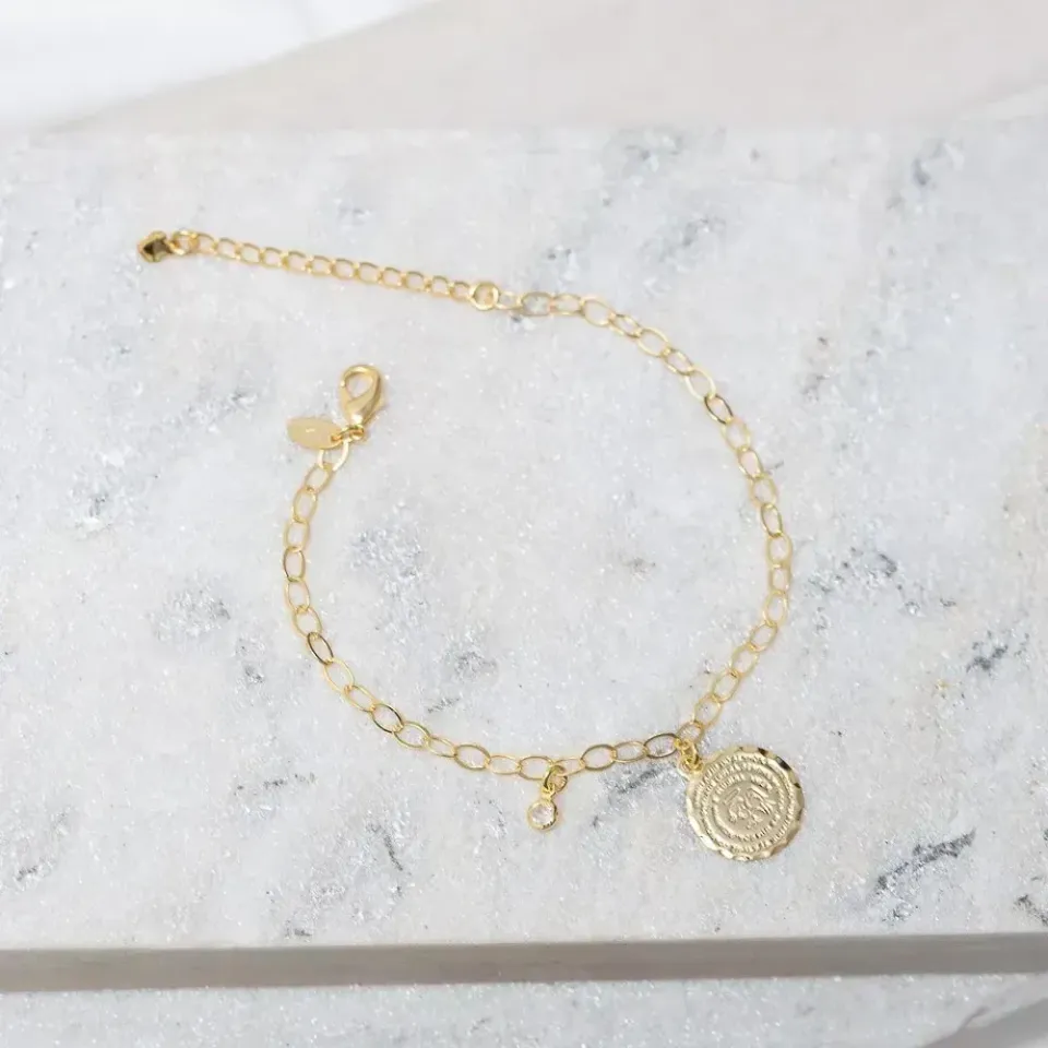 PULSEIRA ANJO PROTETOR COM PEDRA CRISTAL BANHO OURO 18K