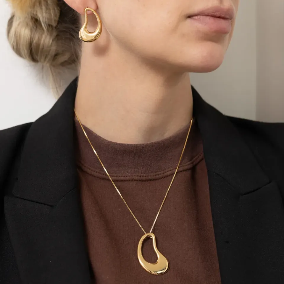 CONJUNTO ORGÂNICO G LISO BANHO OURO 18K