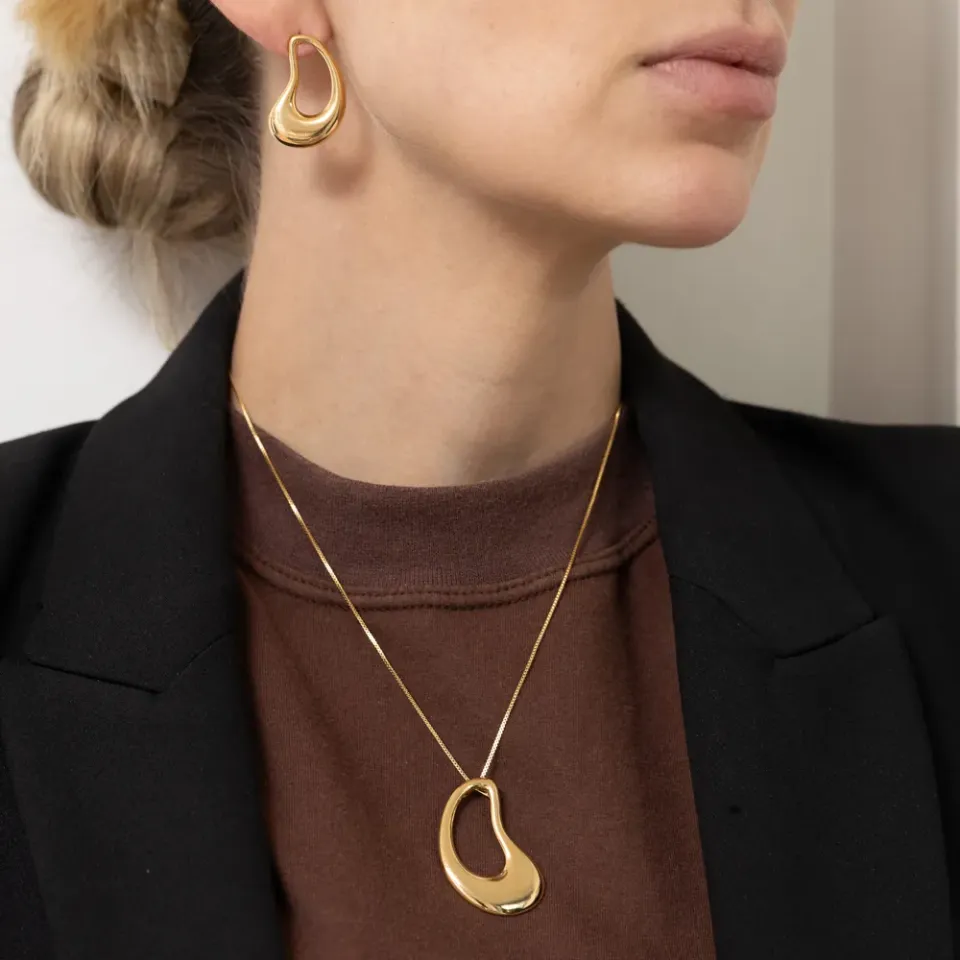 CONJUNTO ORGÂNICO G LISO BANHO OURO 18K