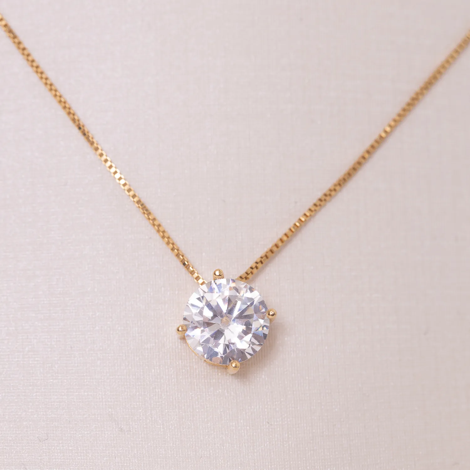 CONJUNTO PONTO DE LUZ COM PEDRA ZIRCÔNIA CRISTAL BANHO OURO 18K