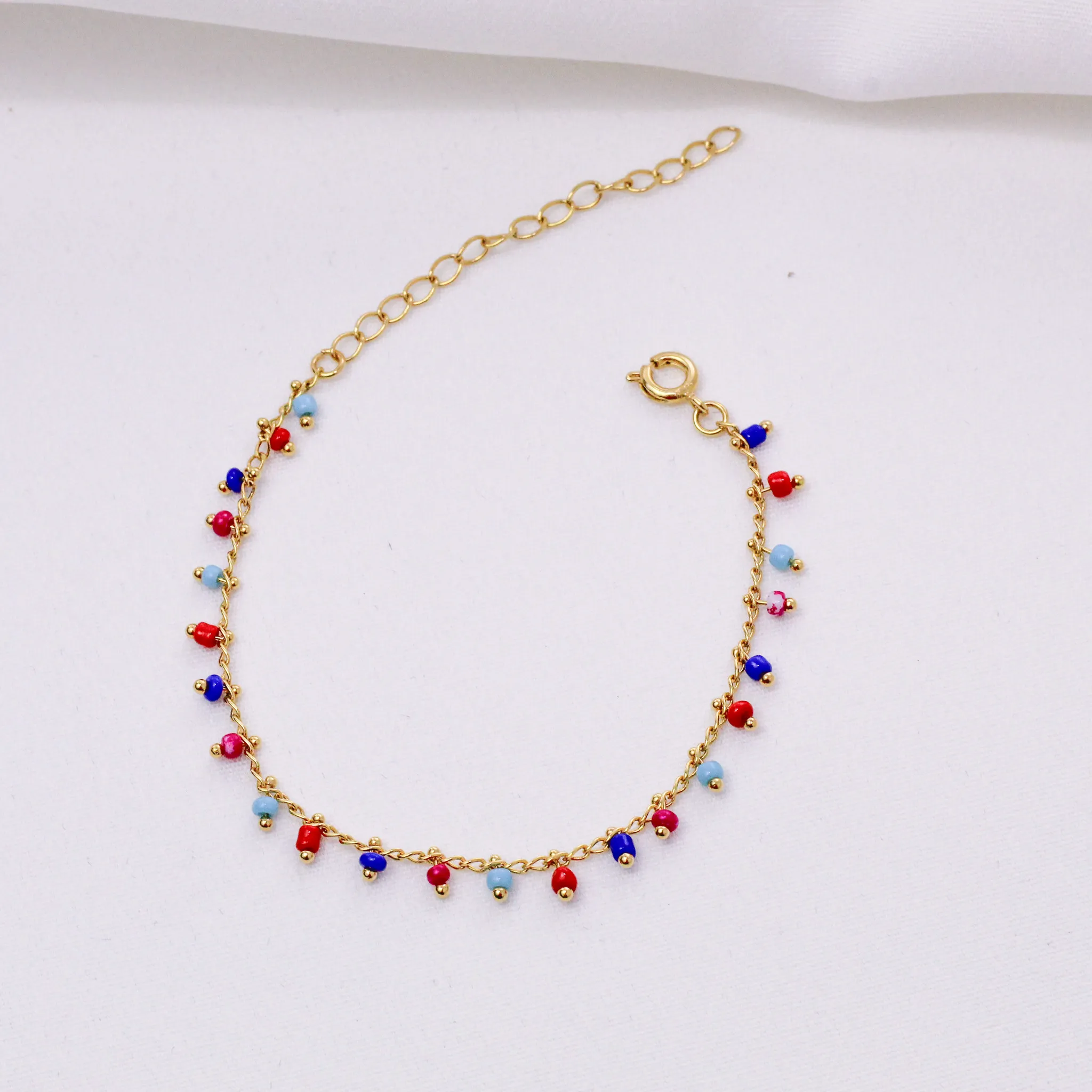 PULSEIRA COLORIDA INFANTIL BANHO OURO 18K