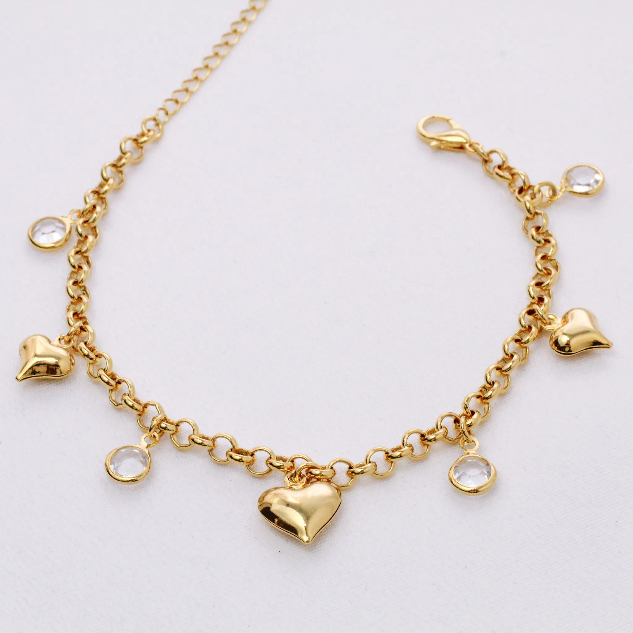 PULSEIRA PINGENTE  CORAÇÃO COM PINGENTE ZIRCÔNIA BANHO OURO 18K