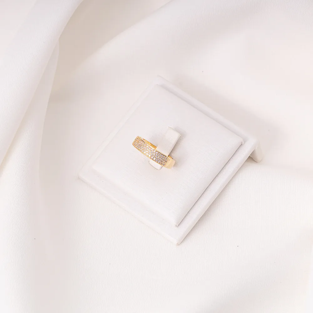 ANEL ZIRCÔNIA ESTILO APARADOR BANHO OURO 18K