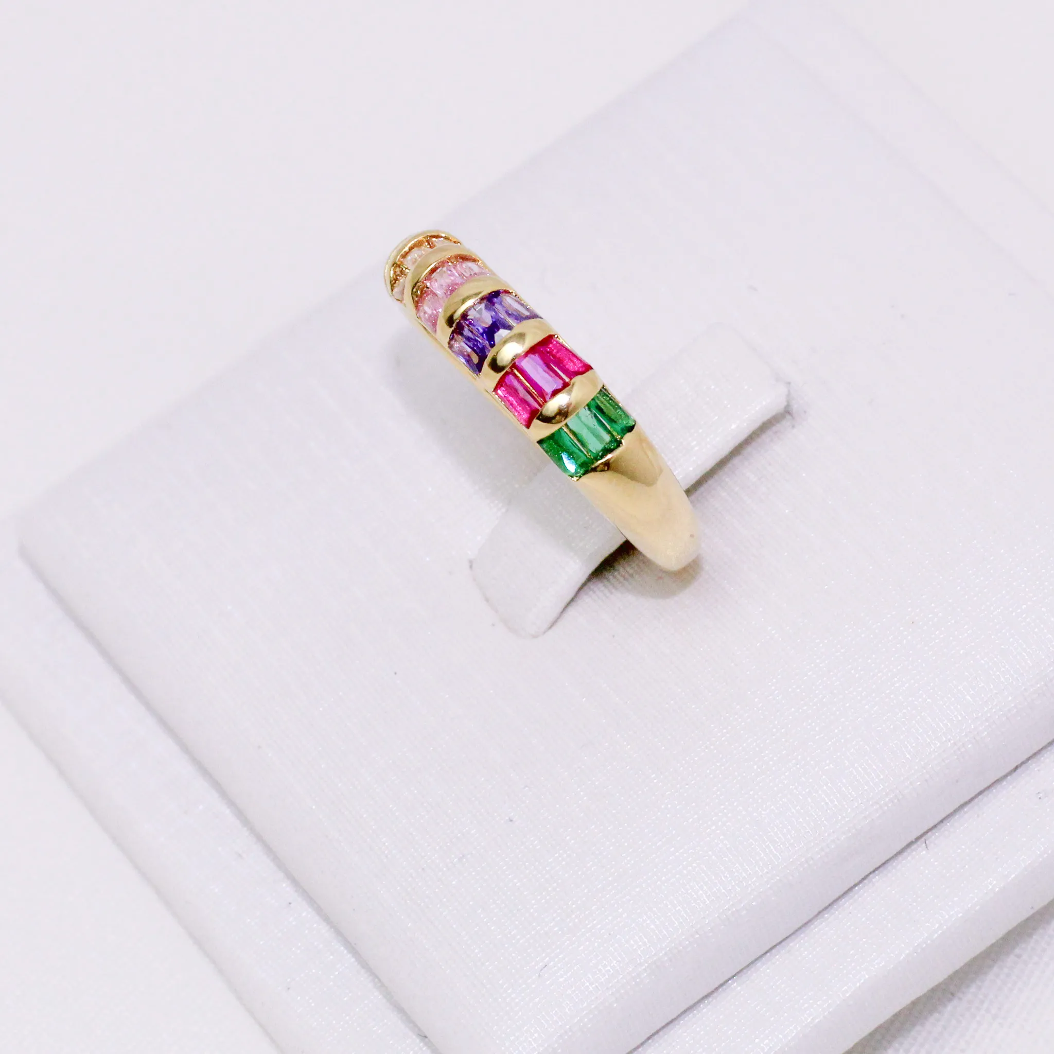 ANEL ZIRCÔNIA COLORIDA BANHO OURO 18K