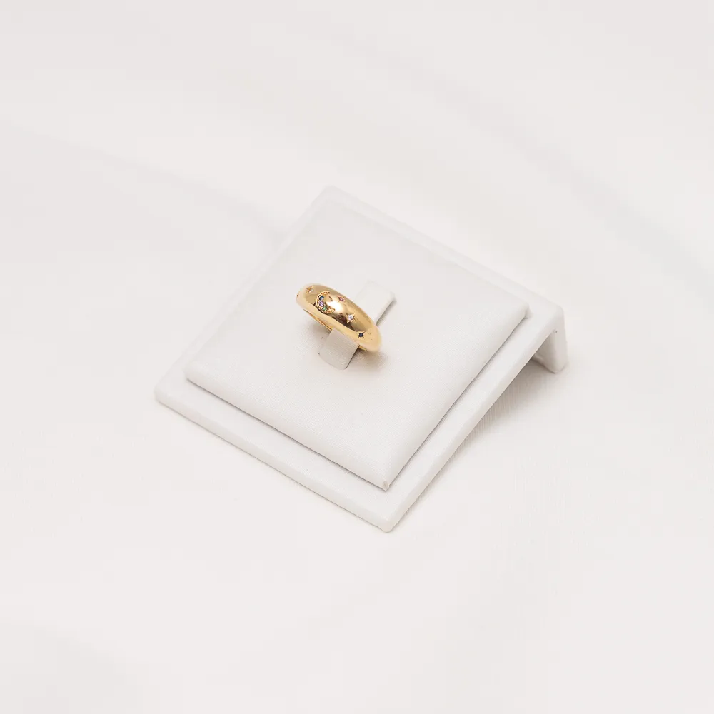 ANEL COM ESTRELAS E LUA COLORIDO BANHO OURO 18K