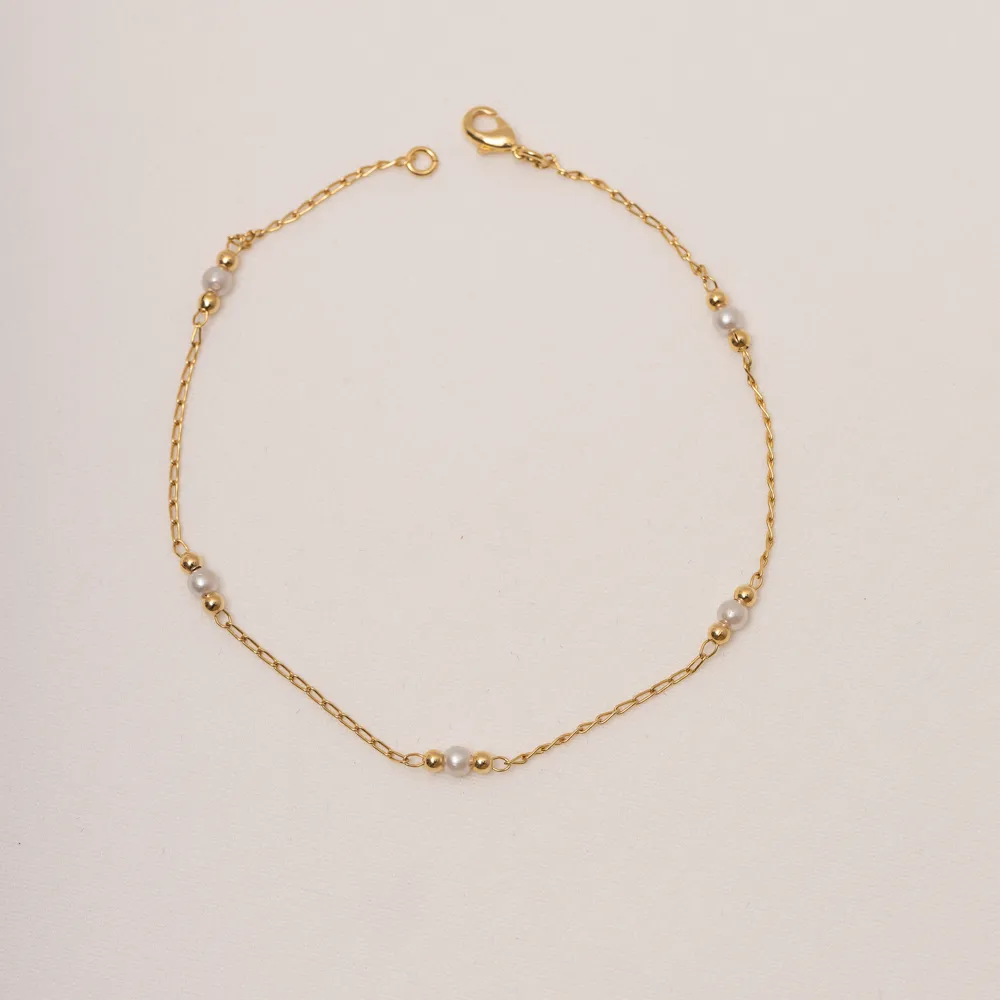 TORNOZELEIRA COM PERÓLA BANHO OURO 18K