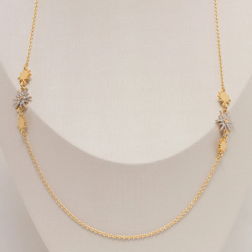COLAR ESTRELA ECHEVERIA COM RÓDIO BRANCO BANHO OURO 18K