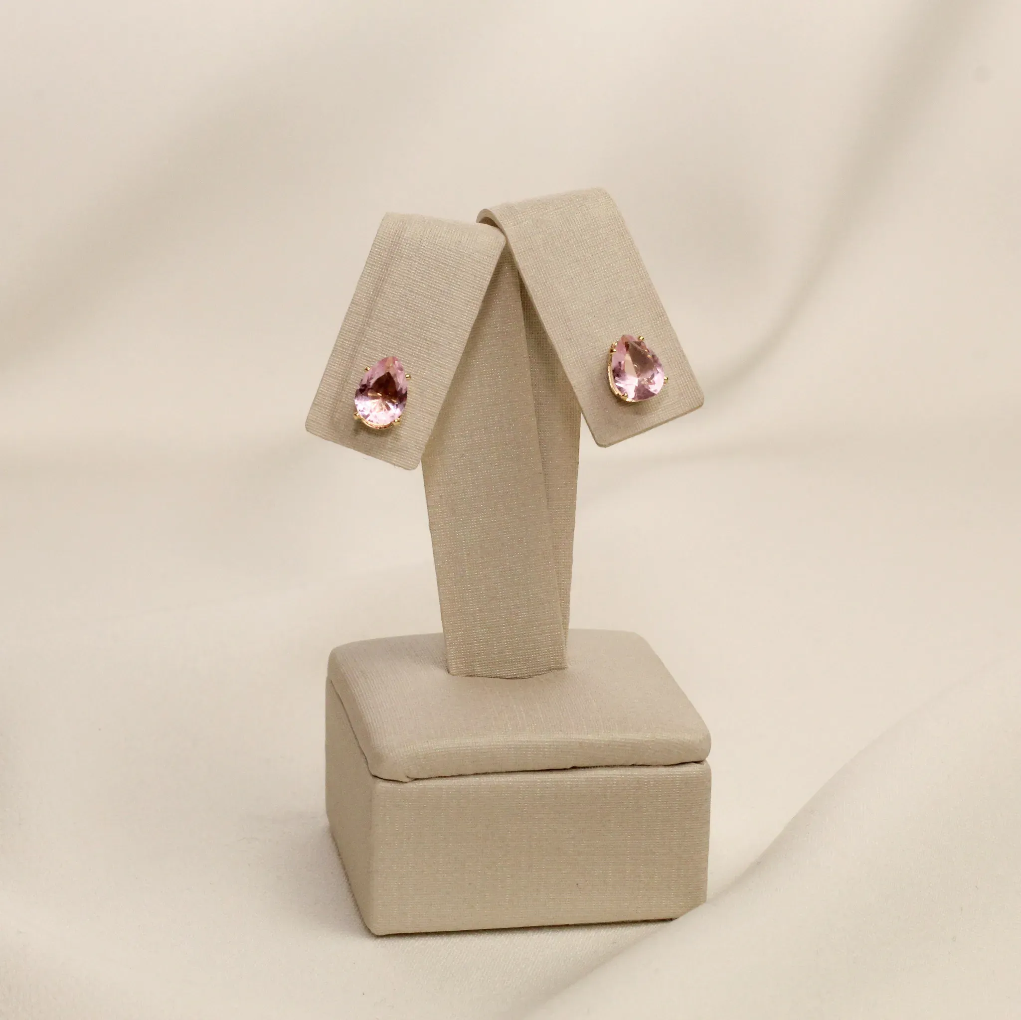 BRINCO PONTO DE LUZ GOTA ROSA BANHO OURO 18K