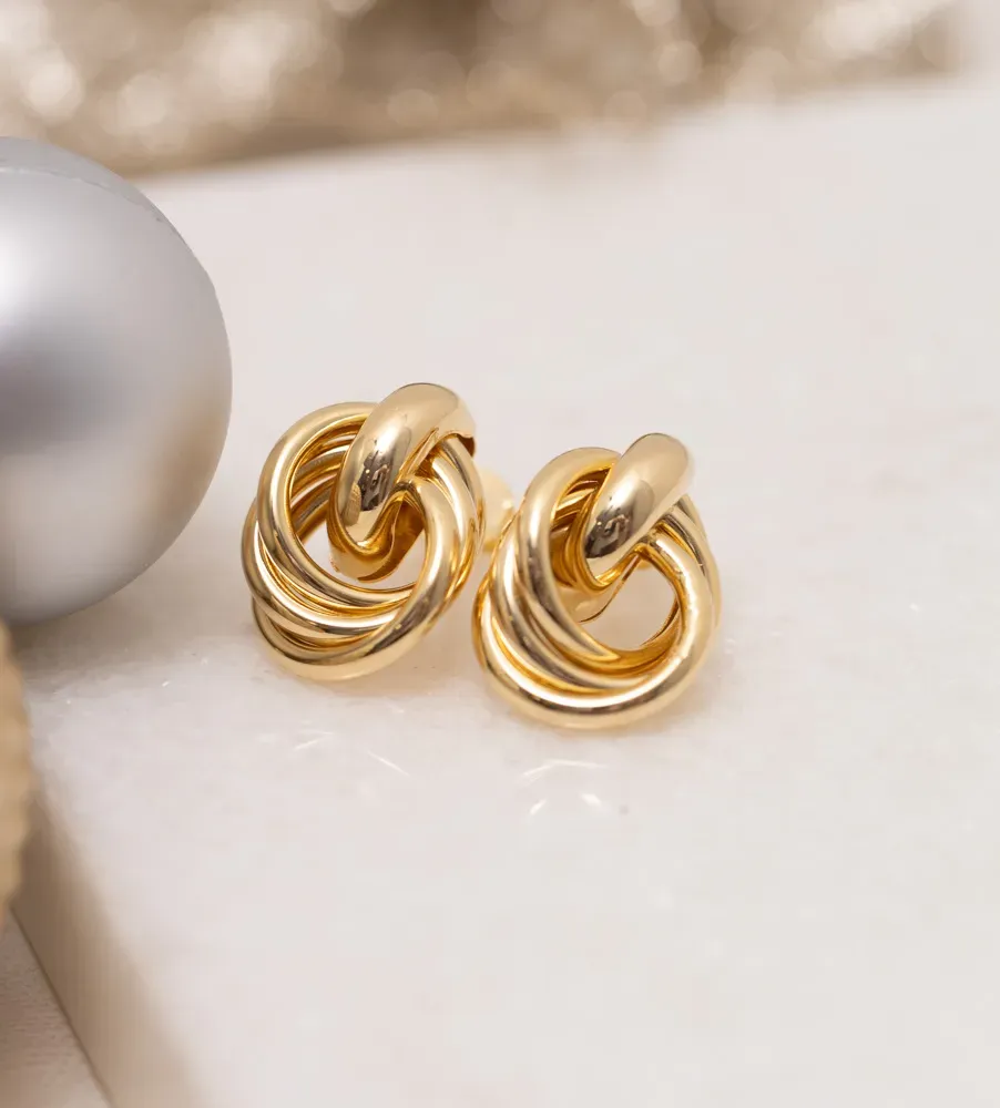 BRINCO ARGOLA TRIPLA LISA BANHO OURO 18K