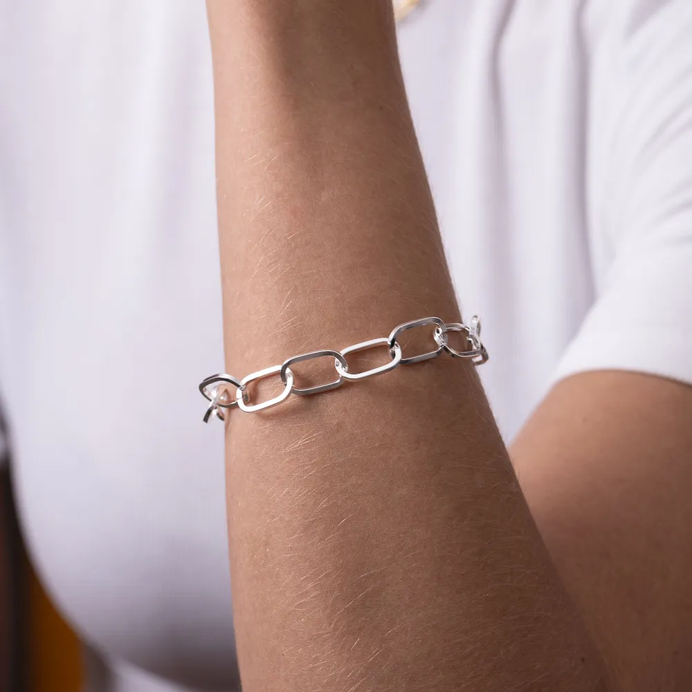 PULSEIRA ELO CORRENTE FINA COM FECHO BÓIA BANHO PRATA