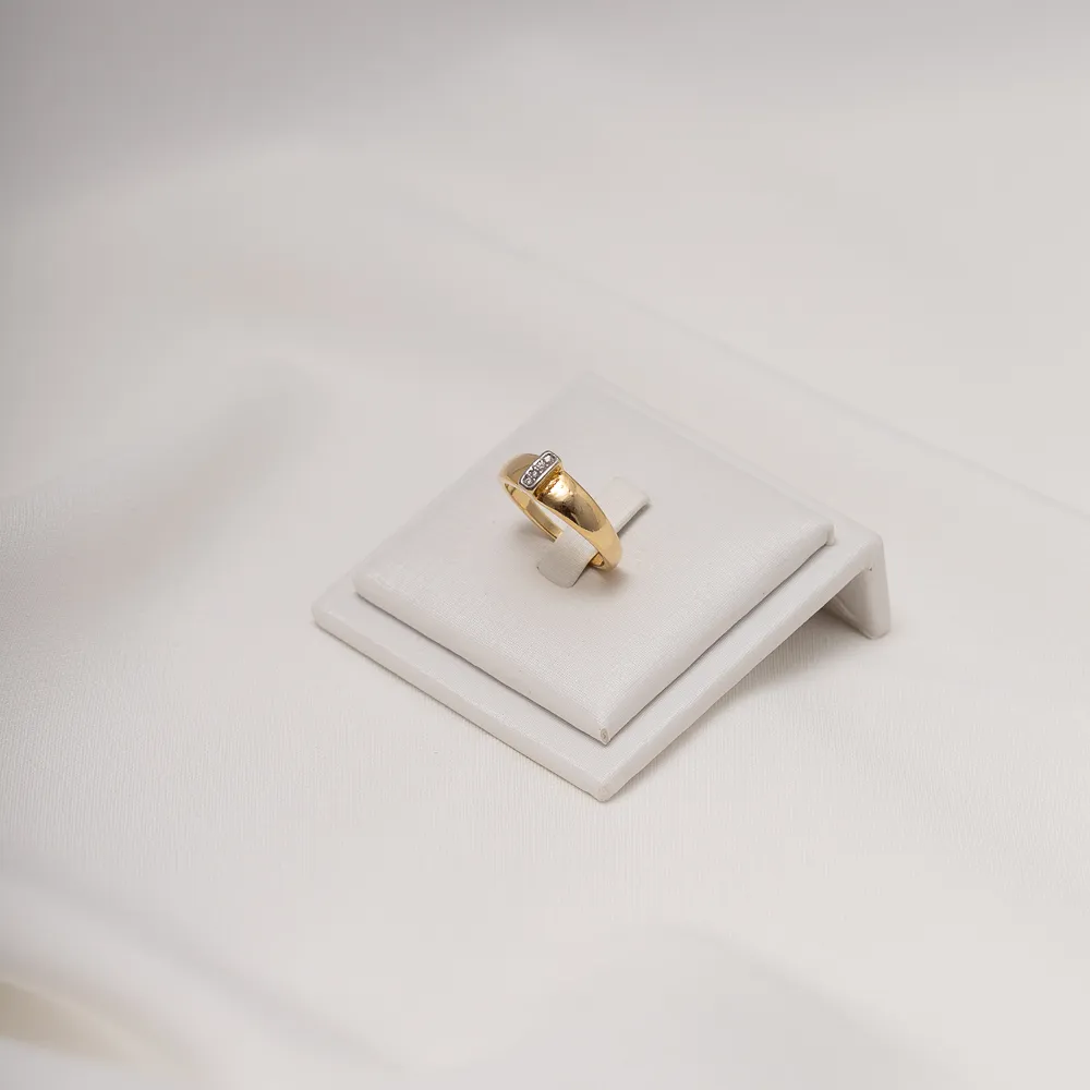ANEL ZIRCÔNIA COM CANETA RÓDIO BRANCO BANHO OURO 18K